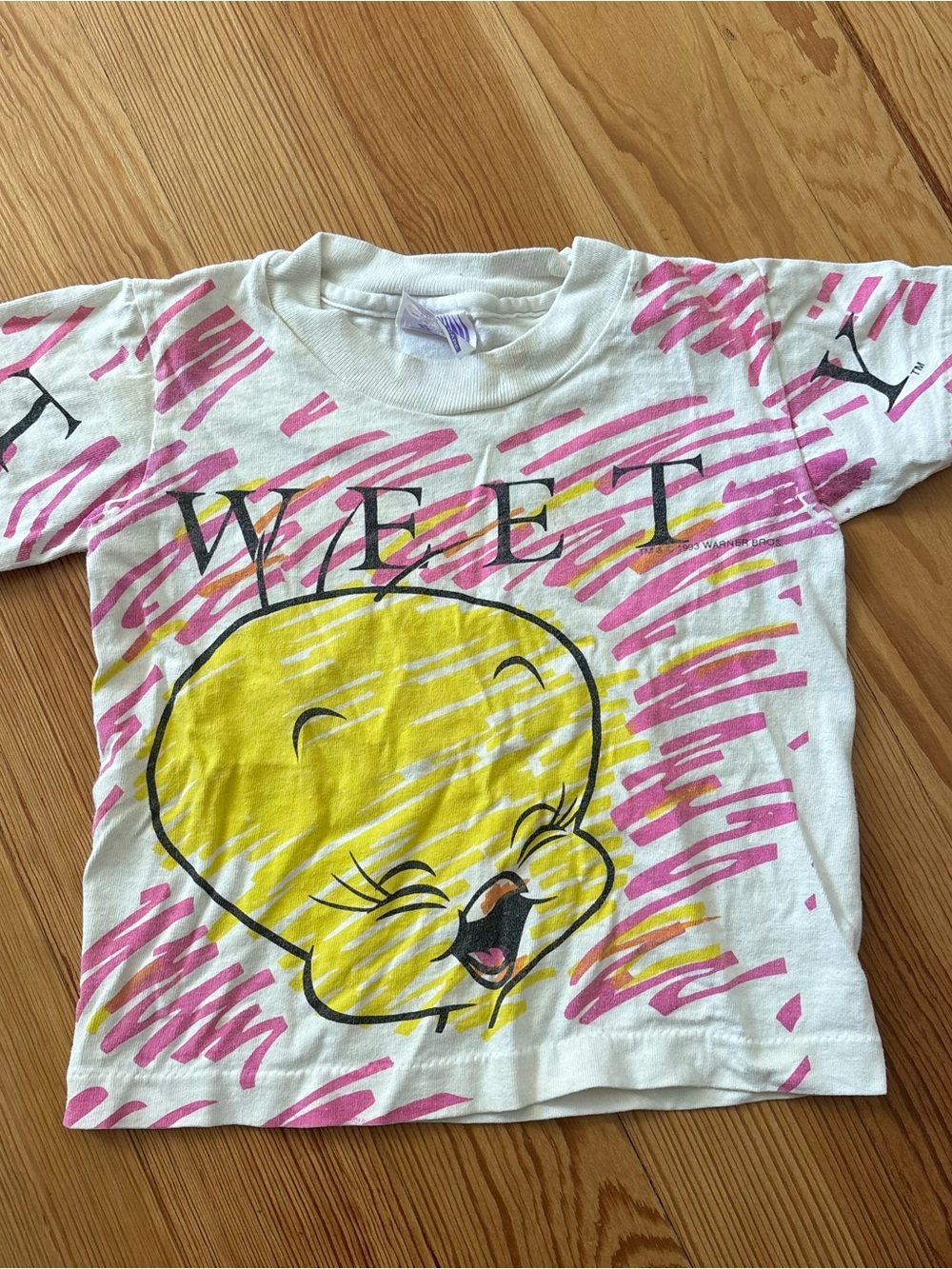 Vintage 19903 Tweety Graphic Kids Tee - Yellow & Pink